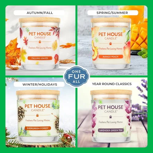 Miniatura 4 de One Fur All, Pet House - Vela 100 % cera de soja, eliminador de olores de mascotas para el hogar, velas aromáticas, no tóxicas y ecológicas