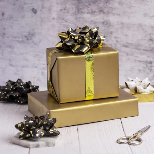 Miniatura 6 de RUSPEPA Surtido de lazos de regalo de papel de doble cara, diseño negro y dorado para Navidad, vacaciones, cumpleaños, bodas, baby shower, total