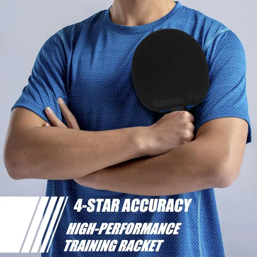 Miniatura 5 de Senston Paletas de ping pong, juego de 2 raquetas de tenis de mesa prémium con 3 pelotas de ping pong para jugar en interiores y exteriores Negro