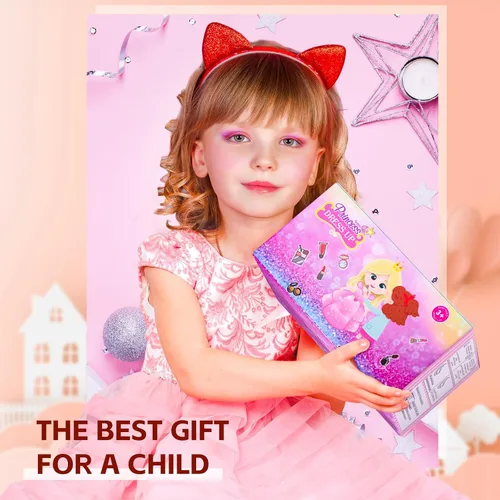 Miniatura 7 de Juegos de maquillaje para niñas - Juguetes de maquillaje lavables para niños pequeños con espejo, mesa de vestir con soporte, juegos de maquillaje