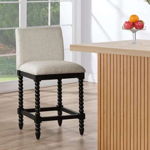 Miniatura 18 de DUHOME Taburete de mostrador de husillo con asiento acolchado de resorte, taburetes de bar de madera de granja de 26 pulgadas de altura