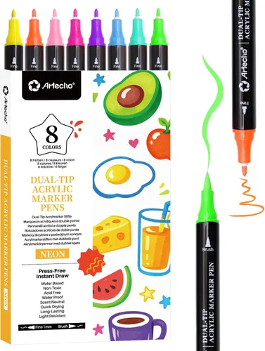 Miniatura 15 de Artecho Bolígrafos de pintura con purpurina, 12 colores acrílicos con purpurina con punta extra fina de 0.028 in para pintura de rocas, piedra