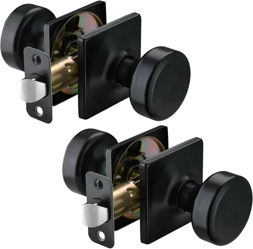Miniatura 16 de Paquete de 6 pomos de puerta negros con roseta cuadrada, pomos de puerta Pismo con cerradura, manijas de puerta de privacidad interior para baño