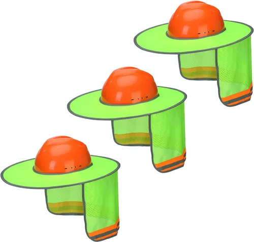 Miniatura 26 de UNCO - Casco de Sombrero Duro con Protector Solar, 1 Paquete, Amarillo, Visera Completa y Estándar de Malla Reflectante de Alta Visibilidad