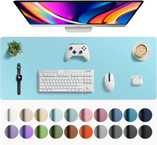 Miniatura 24 de Aothia - Protector de escritorio de cuero sintético, base para mouse, superficie antideslizante e impermeable para escribir y para laptop