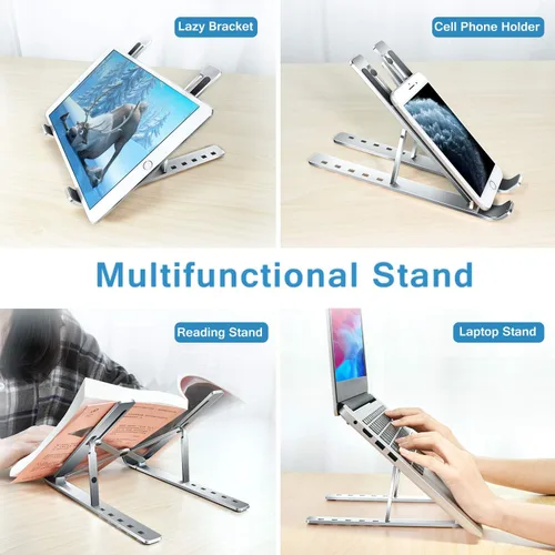 Miniatura 7 de ivoler Soporte para laptop, soporte elevador para laptop, soporte para tableta de computadora, 6 ángulos ajustables, de aluminio, ergonómico