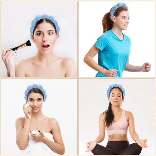Miniatura 7 de Diadema de spa para lavar la cara, 3 piezas, maquillaje, facial y cuidado de la piel. Banda para la cabeza para el cuidado de la piel de burbujas.