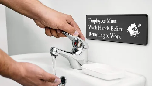 Miniatura 5 de Cartel de "Employees Must Wash Hands", paquete de 3, 3 x 9 pulgadas, perfecto para paredes, puertas o fregaderos en servicio de alimentos, baños