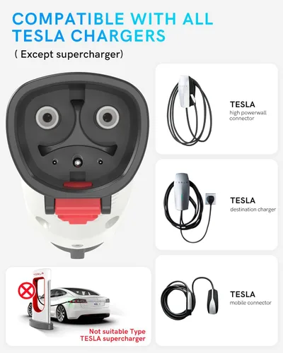 Miniatura 3 de Adaptador de cargador EV para Tesla a J1772, hasta 60A 250V, IP65, NACS a J1772, adaptador de carga EV J1772 compatible con conector de pared Tesla