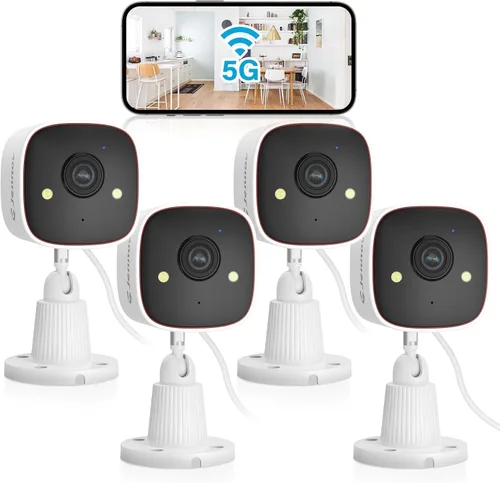 Jennov - Cámaras de seguridad 2K, cámaras WiFi interiores para seguridad del hogar, cámaras para mascotas enchufables, de doble banda (5GHz/2.4GHz),