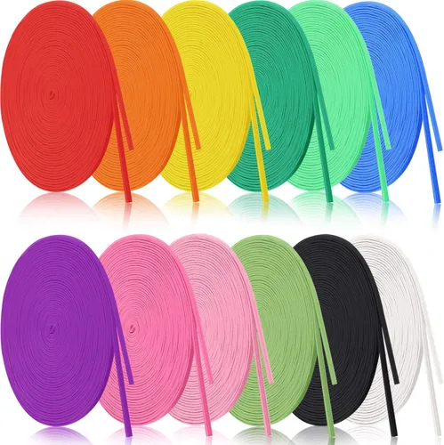 Miniatura 5 de WILLBOND 12 rollos de banda elástica colorida plegable, cordón elástico resistente, banda plana tejida para costura, manualidades, DIY, puños