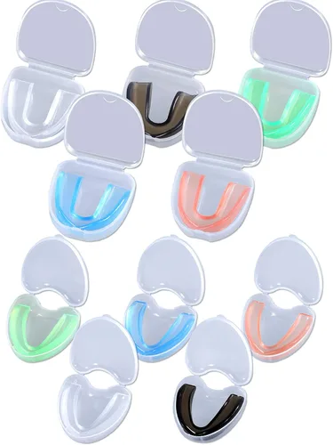 Hsei 10 protectores bucales para niños y jóvenes con caja portátil para fútbol, lacrosse, baloncesto, boxeo, taekwondo, karate, rugby, partido, 5