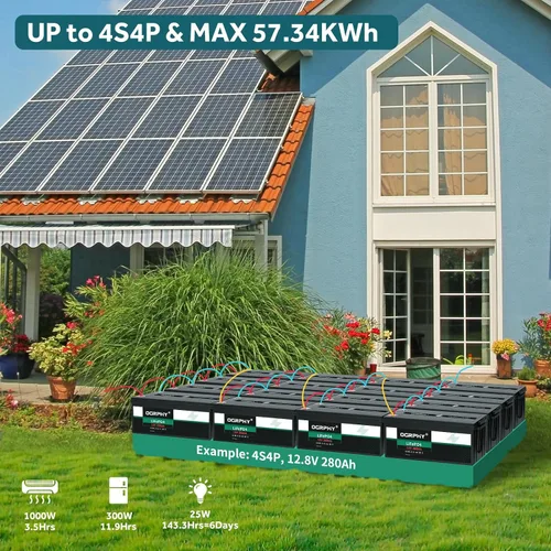 Miniatura 4 de OGRPHY - Batería LiFePO4 de 3584Wh 280Ah de litio con BMS de 200A, celda de batería de iones de litio de grado A de 2000-5000 ciclos profundos