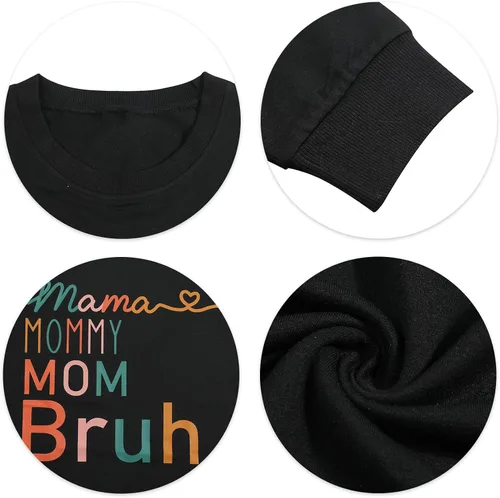 Miniatura 5 de BLANCHES Sudadera para mujer con texto en inglés Mama Mom, Mamá, Bruh, divertida, sudadera sin botones, informal, holgada, de manga larga