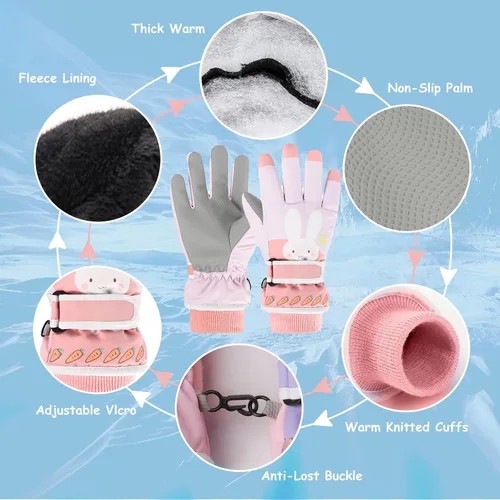 Miniatura 52 de Guantes de nieve para hombre y mujer, impermeables, para invierno, cálidos, para esquí, snowboard, guantes para mujer