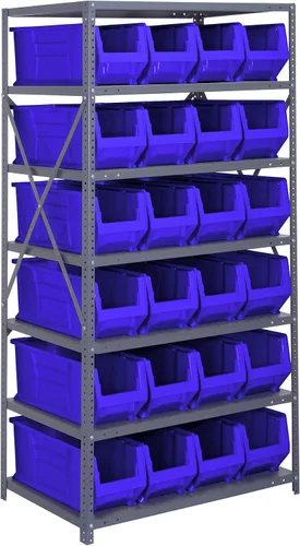 Miniatura 319 de Quantum QSBU-245BK Heavy Duty Shelving Unit with (7) Shelves and (24) QUS245 Black Bins for Garage Warehouse Storage Distribution 400 lb Load