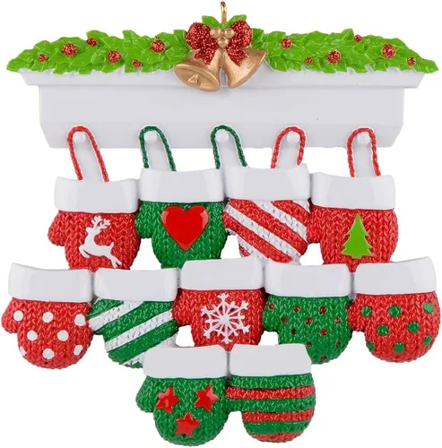 Miniatura 15 de MAXORA Adorno personalizado para árbol de Navidad de familia de 10 manoplas 2023, tradición familiar, recuerdo de Navidad, colección de regalo