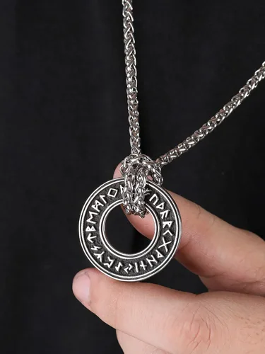 Miniatura 4 de HAQUIL Collar de runas vikingas, colgante de talismán de moneda de círculo nórdico nórdico vikingo nórdico, regalo de joyería vikinga para hombres