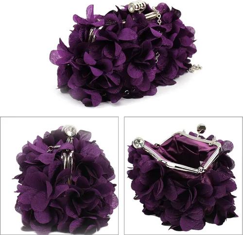 Miniatura 5 de Buddy - Bolso de mano de satén suave para mujer, con forma de rosa, para boda, fiesta