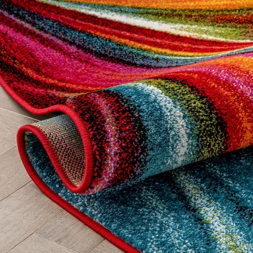 Miniatura 9 de Well Woven- Alfombra de pelo largo con diseño geométrico multicolor, arte abstracto y moderno en pintura, contemporáneo, no se deshilacha, ideal