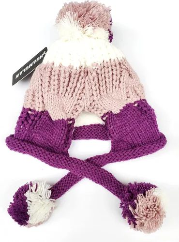 Miniatura 5 de HUAMULAN - Gorro de invierno para mujer estilo peruano con forro polar, solapas para orejas, doble capa, con pompones