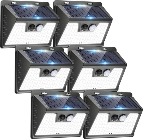Miniatura 16 de Peasur Luces Solares para Exteriores con Sensor de Movimiento, 140 LED Luz Solar Alimentada por Energía Solar para Cerca Impermeable, 3 Modos