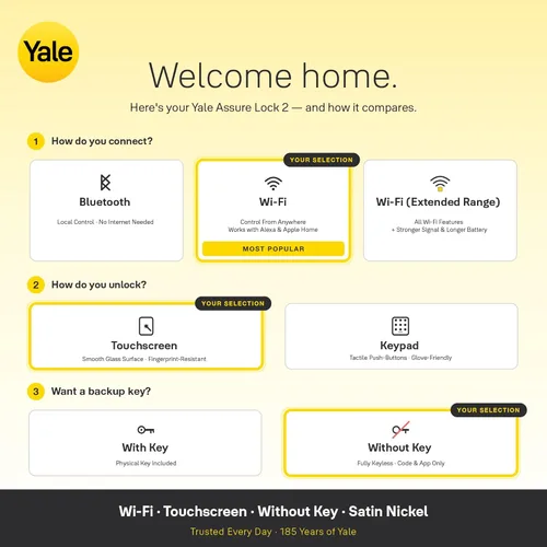Miniatura 4 de Yale Assure Lock 2 con Wi-Fi – Cerradura inteligente de níquel satinado para puerta delantera con teclado, control de aplicaciones, llave