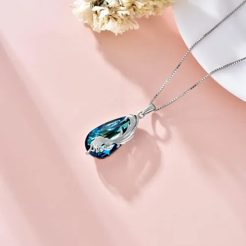 Miniatura 3 de PELOVNY Collares para mujer, regalo para el día de la madre, collar de plata de ley 925, collar con colgante de animales de larimar, zorro, león
