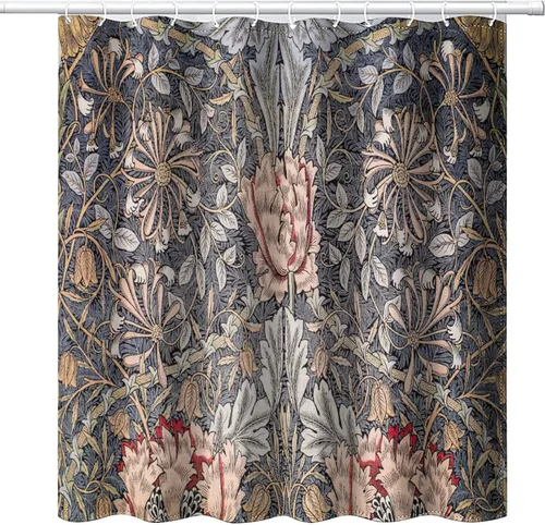 Cortina de ducha victoriana de William Morris con diseño original, vintage, decoración de tela para muebles de baño, cortina de ducha lavable con