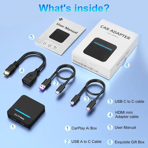Miniatura 7 de Car TV Mate Pro y adaptador multimedia inalámbrico CarPlay HDMI, convertidor de palo de TV Fire 2025 para lanzadores de pantalla/máquina