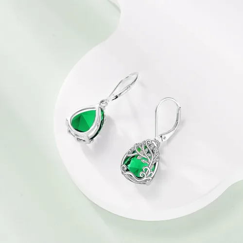 Miniatura 262 de Aretes colgantes con forma de lágrima de filigrana de piedra lunar de plata de ley 925 con cierre de palanca para mujer, regalos de joyería
