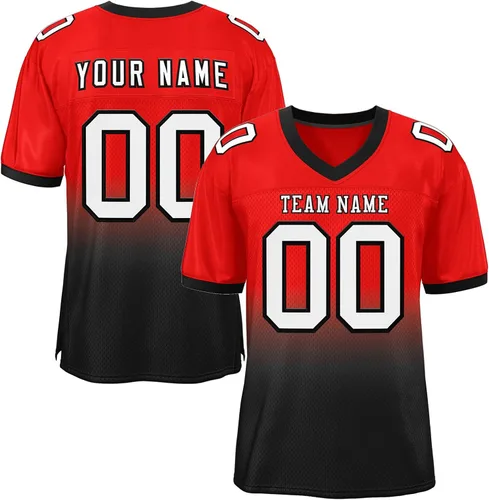 Camiseta de fútbol en blanco personalizada para hombres y mujeres, camiseta deportiva de malla con degradado, número de nombre cosido personalizado