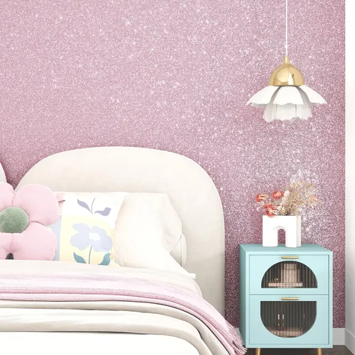 Miniatura 2 de WESTICK Papel tapiz rosa con purpurina para pegar y despegar, papel de contacto con purpurina rosa para armarios y cajones, papel tapiz removible