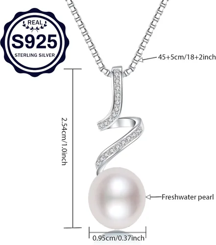 Miniatura 32 de Collar de perlas negras, blancas, doradas, grises para mujer, collar con colgante de plata esterlina, perlas cultivadas en agua salada auténticas