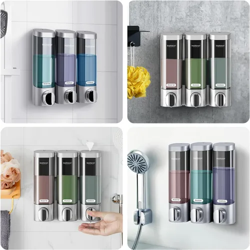 Miniatura 7 de Dispensador de jabón de ducha 2 en 1, dispensador de champú y acondicionador de cámara de 10.1 fl oz, dispensador de champú para ducha montado