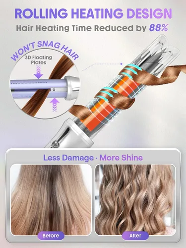 Miniatura 6 de SHEGLAM One Touch Airflow Styler Pro - Tecnología de aire frío 3.0 de rotación automática de 1 pulgada para rizos sin espera, rizador, rizos