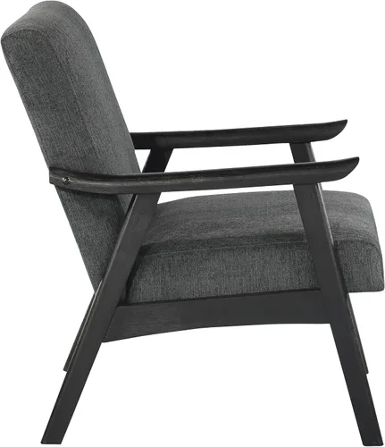 Miniatura 5 de OSP Home Furnishings Weldon Mid-Century - Sillón moderno, tela de carbón con marco acabado negro