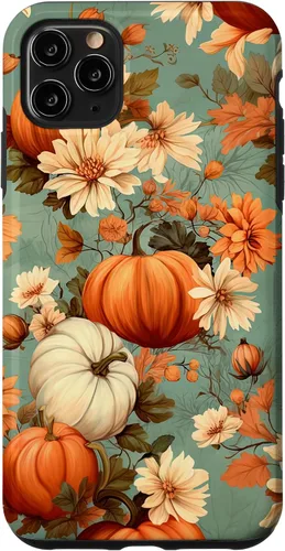Funda con temática de otoño para iPhone 11 Pro Max con diseño de calabaza de otoño