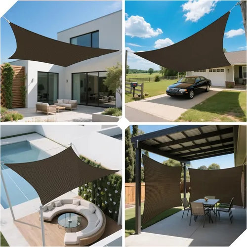 Miniatura 4 de Toldo rectangular de 10 x 14 pies, toldo para bloquear la luz solar para patio al aire libre, jardín, patio, terraza, pérgola (marrón)