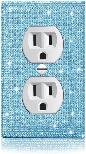 Miniatura 10 de 1 pieza Cubiertas de enchufe brillantes con diamantes de imitación, placas de pared para cubrir interruptores de luz, placa decorativa de imitación