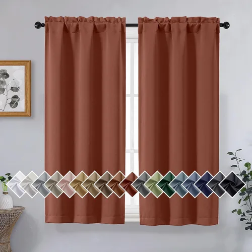 Miniatura 210 de OVZME Cortinas opacas turquesa para tratamiento de ventanas pequeñas, cortinas cortas con bloqueo de luz para ventana de cocina sobre el fregadero