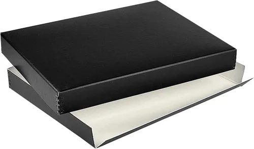 Miniatura 205 de Lineco Archival Caja de almacenamiento para impresión de 13x19 pulgadas, diseño frontal abatible, 13 1/2 x 19 1/2 x 3 pulgadas, color exterior: negro