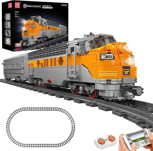 Mould King 12018 Technology Control remoto USA EMD F7 WP Diesel Locomotora ferrocarriles tren iluminación de bloques de construcción Kit de