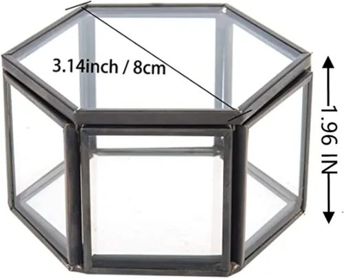 Miniatura 2 de Joyero de cristal vintage, caja de cristal hexagonal negra, caja de recuerdo para almacenamiento de anillos, aretes, baratijas, organizador de joyas