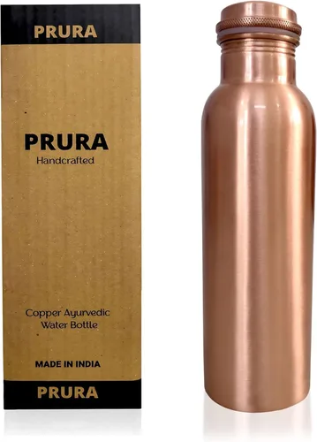 Miniatura 36 de Botella de agua de cobre con estampado puro, a prueba de fugas, recipiente de cobre ayurvédico para deportes, gimnasio, aire libre, yoga, beneficios