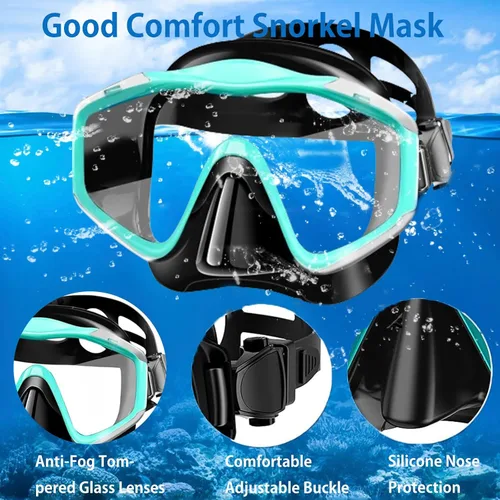 Miniatura 4 de Máscara de snorkel para adultos, juego de esnórquel seco, equipo de esnórquel para adultos, máscara panorámica de natación de vista amplia