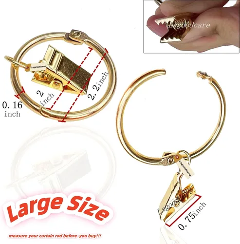 Miniatura 2 de Lsgoodcare 30 clips de cortina que se abren con anillos dorados de 2 pulgadas, clip decorativo de metal fuerte, anillos de clip abiertos a prueba