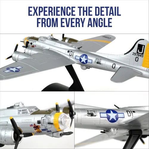 Miniatura 10 de Daron Boeing B-17 Flying Fortress B-17G Modelo fundido a presión – Réplica de bombardero pesado a escala 1:155 de la Segunda Guerra Mundial