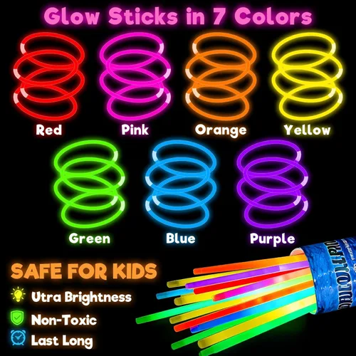 Miniatura 3 de TURNMEON Paquete de 960 varillas brillantes ultra brillantes que brillan en la oscuridad, suministros de fiesta, collar con conector de 8 pulgadas