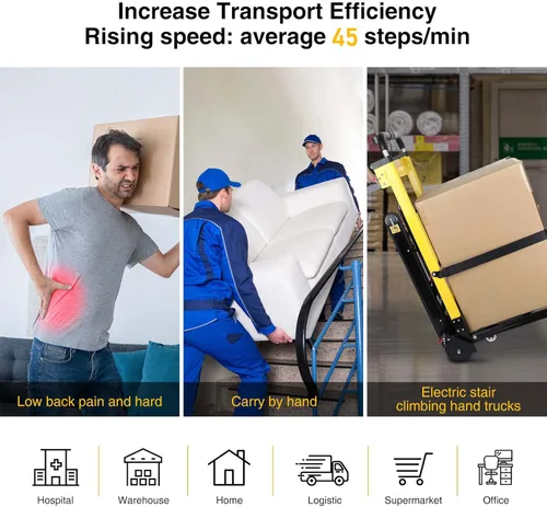 Miniatura 6 de Plataforma Eléctrica para Escaleras, Plataforma de Escalera Motorizada de Carga Pesada con 6 Ruedas Motorizadas para Logística de Muebles